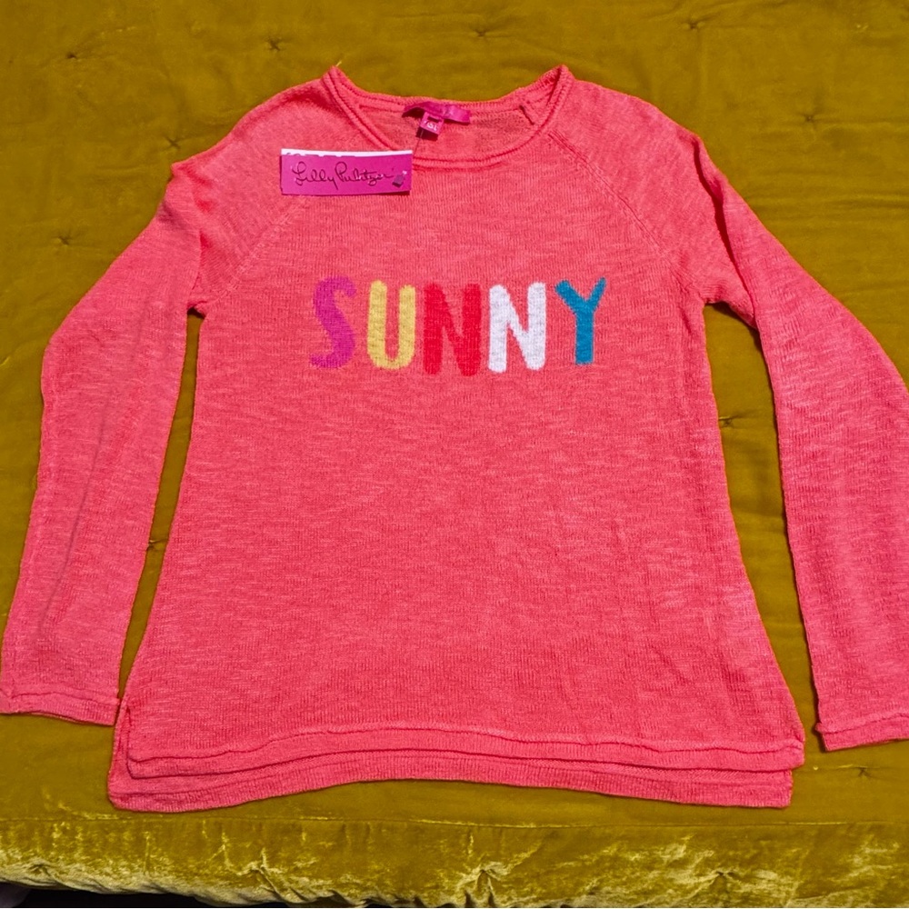 NWT Lilly Pulitzer Danette Sweater Papaya Punch Sunny Intarsia
